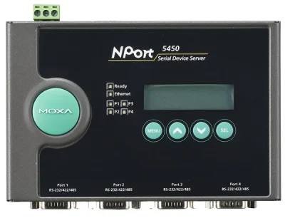 Переходник MOXA NPort 5450I. 4 порта RS-232/422/485. 1 порт 10/100M Ethernet. дополнительная изоляция до 2 кВ